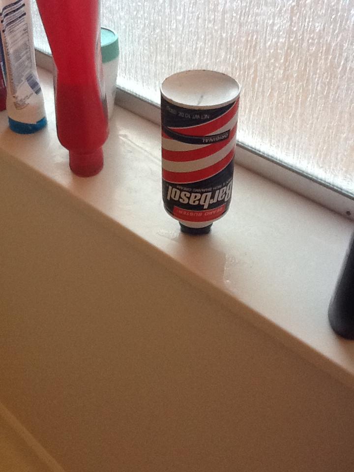 Shaving cream upside down