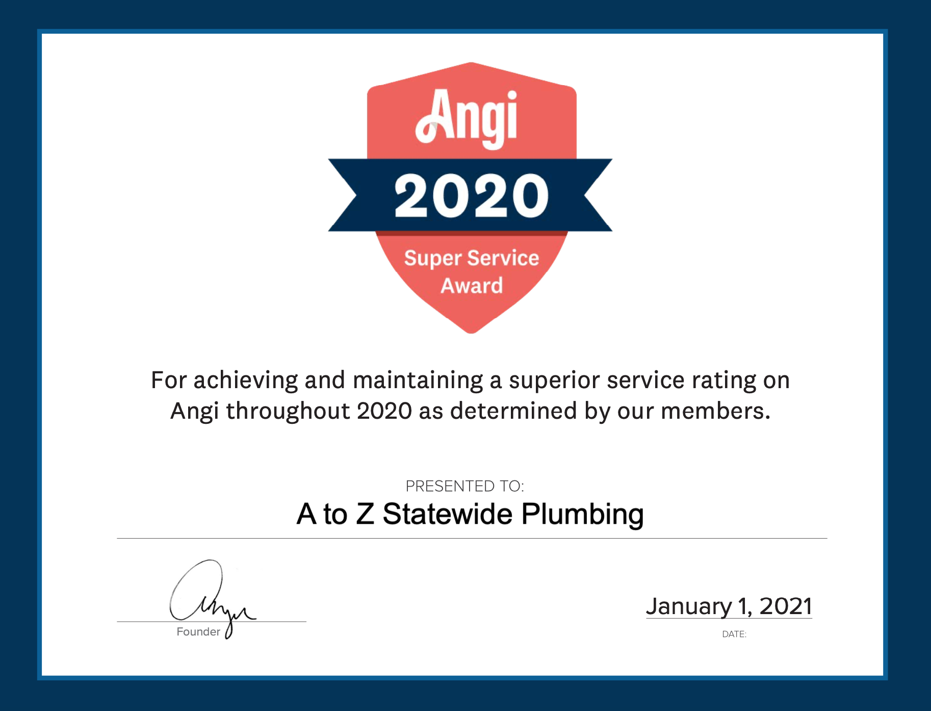 Angi Super Service Award 2020