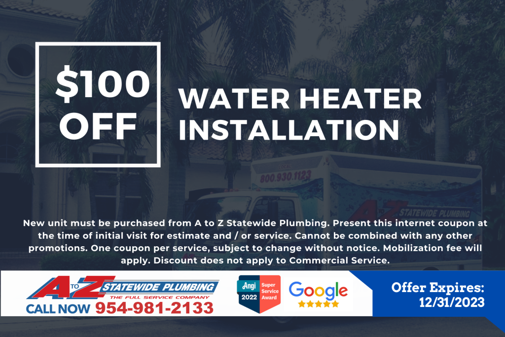 $100 off water heater installation
